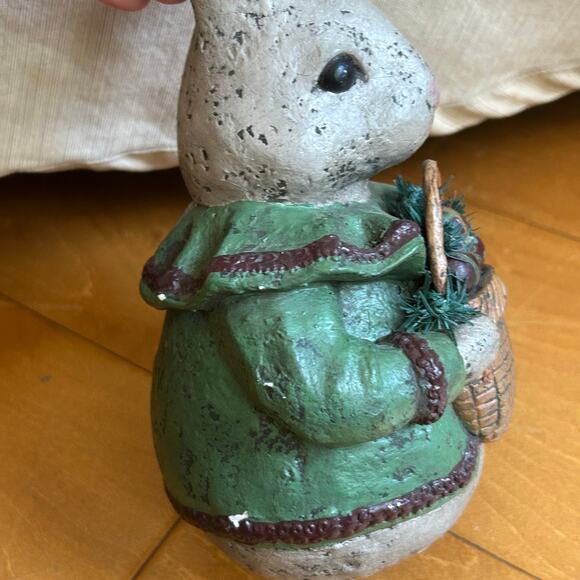 Paper Mache Plaster Easter Bunny Country Primitive RabbitBasket 8” - Picture 6 of 12